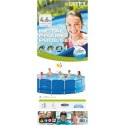 Intex Metal Frame Pool Set with Filter Pump, Safety Ladder, Ground Cloth, Cover Blue, Age 6+, 457x122 cm