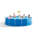 Intex Metal Frame Pool Set with Filter Pump, Safety Ladder, Ground Cloth, Cover Blue, Age 6+, 457x122 cm